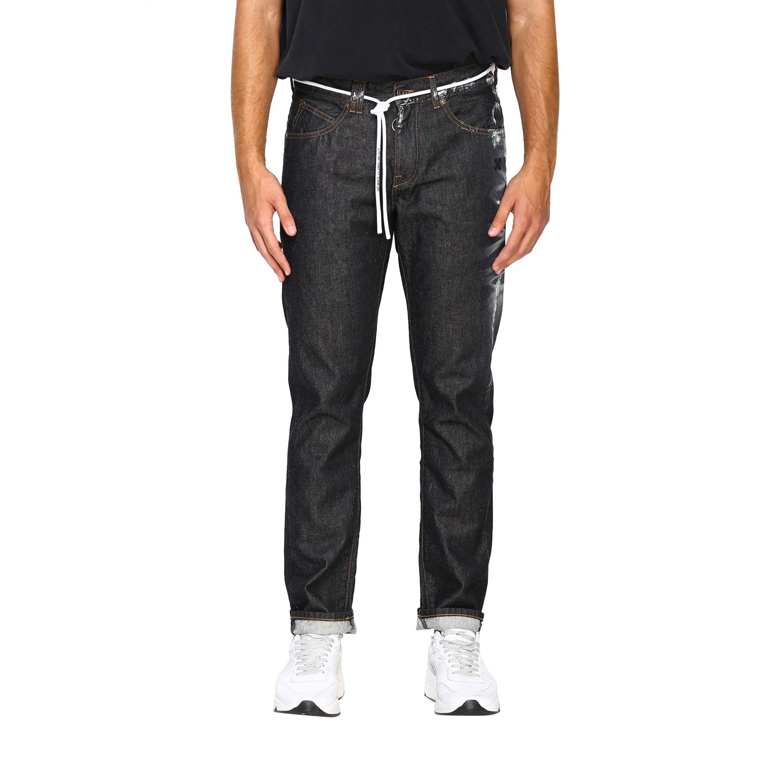 off white jeans men black