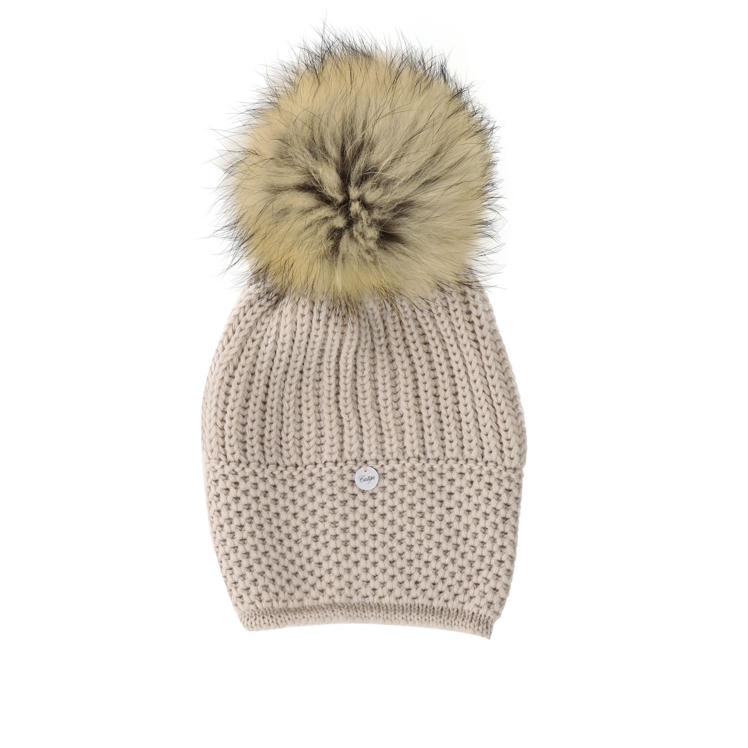 Catya Outlet: Cappello con maxi pompon | Cappello Bimba Catya Bambino  Sabbia | Cappello Bimba Catya 923641 GIGLIO.COM