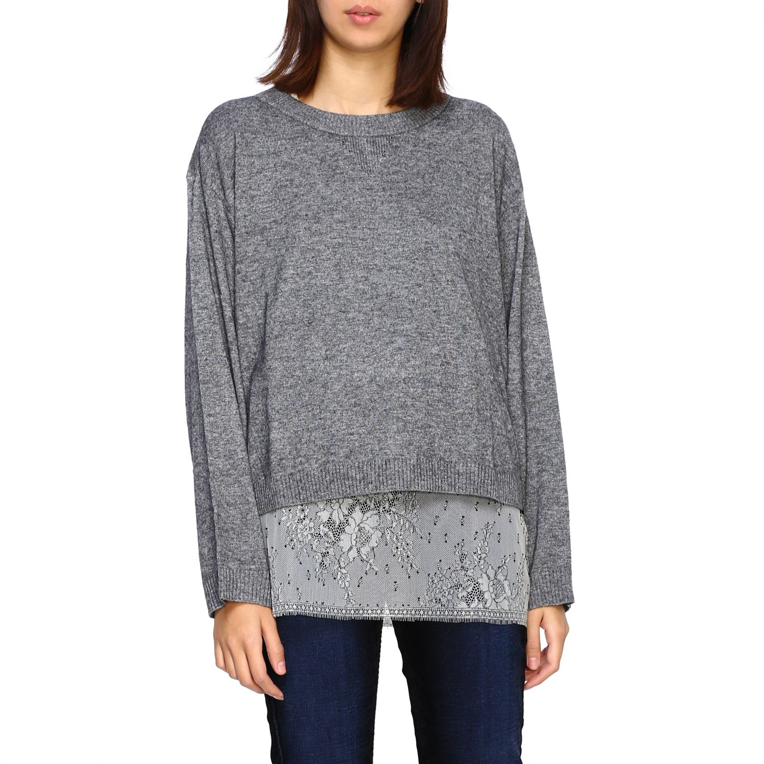 Twin Set Outlet: Sweater women | Sweater Twin Set Women Grey | Sweater