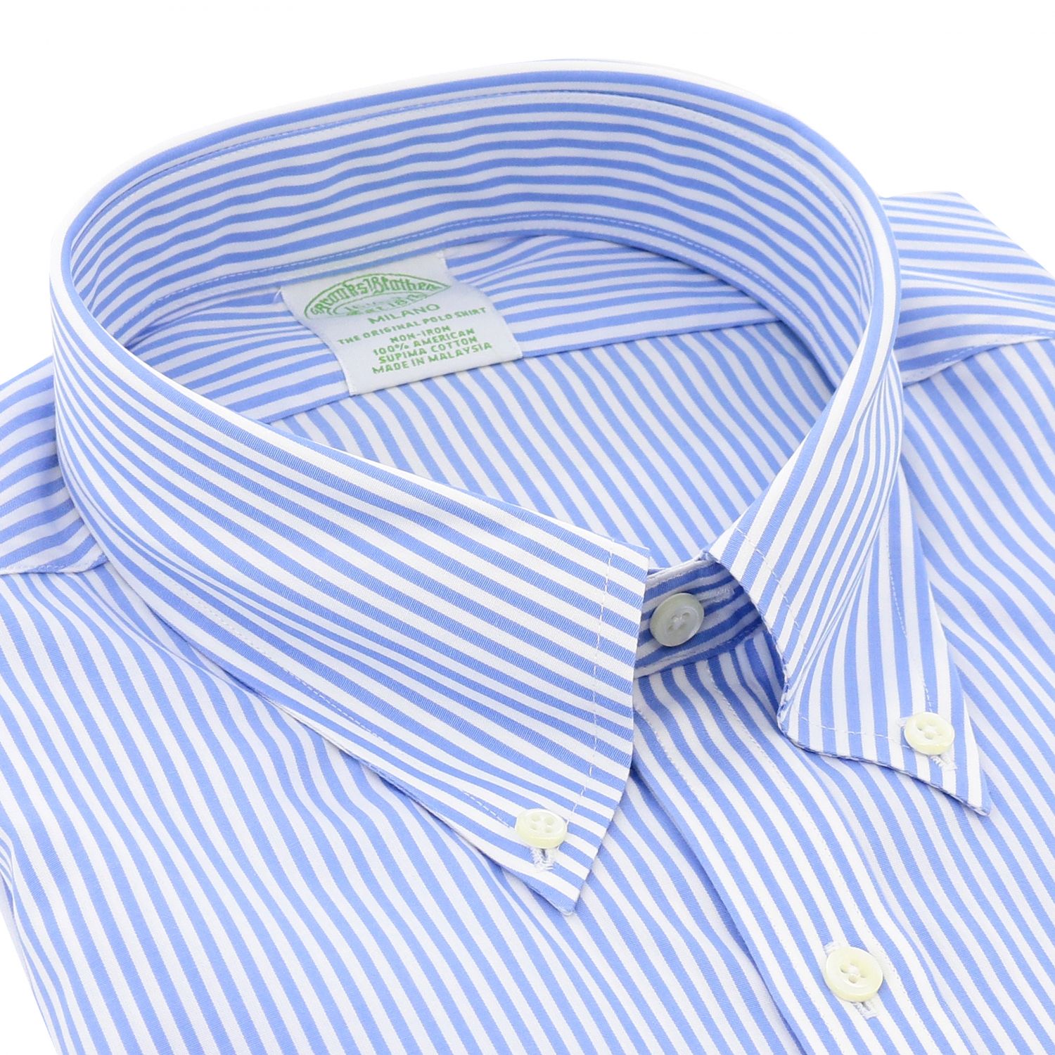 Brooks Brothers Outlet Camicia con collo button down a righe Bianco