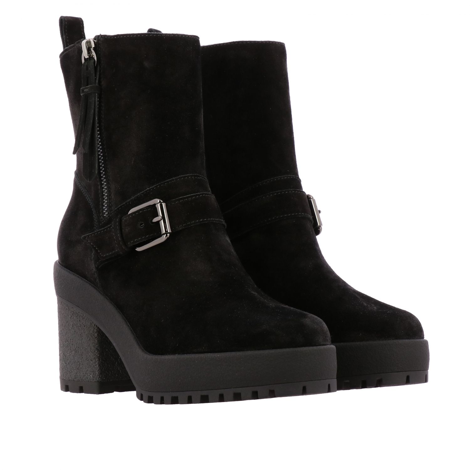 Hogan Outlet: Flat booties women - Black | Flat Booties Hogan HXW4750CC30 LSV GIGLIO.COM