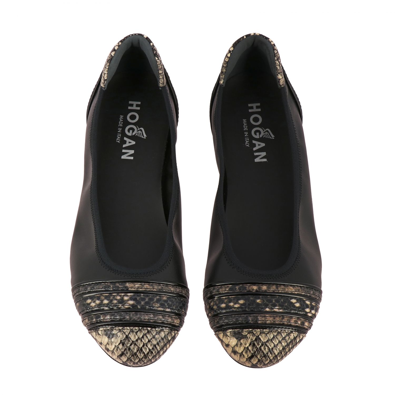 Hogan Outlet: Ballerines en cuir avec talon impression python ...