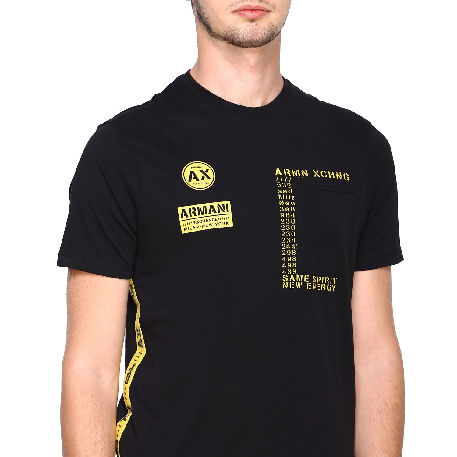 black and yellow armani exchange shirt