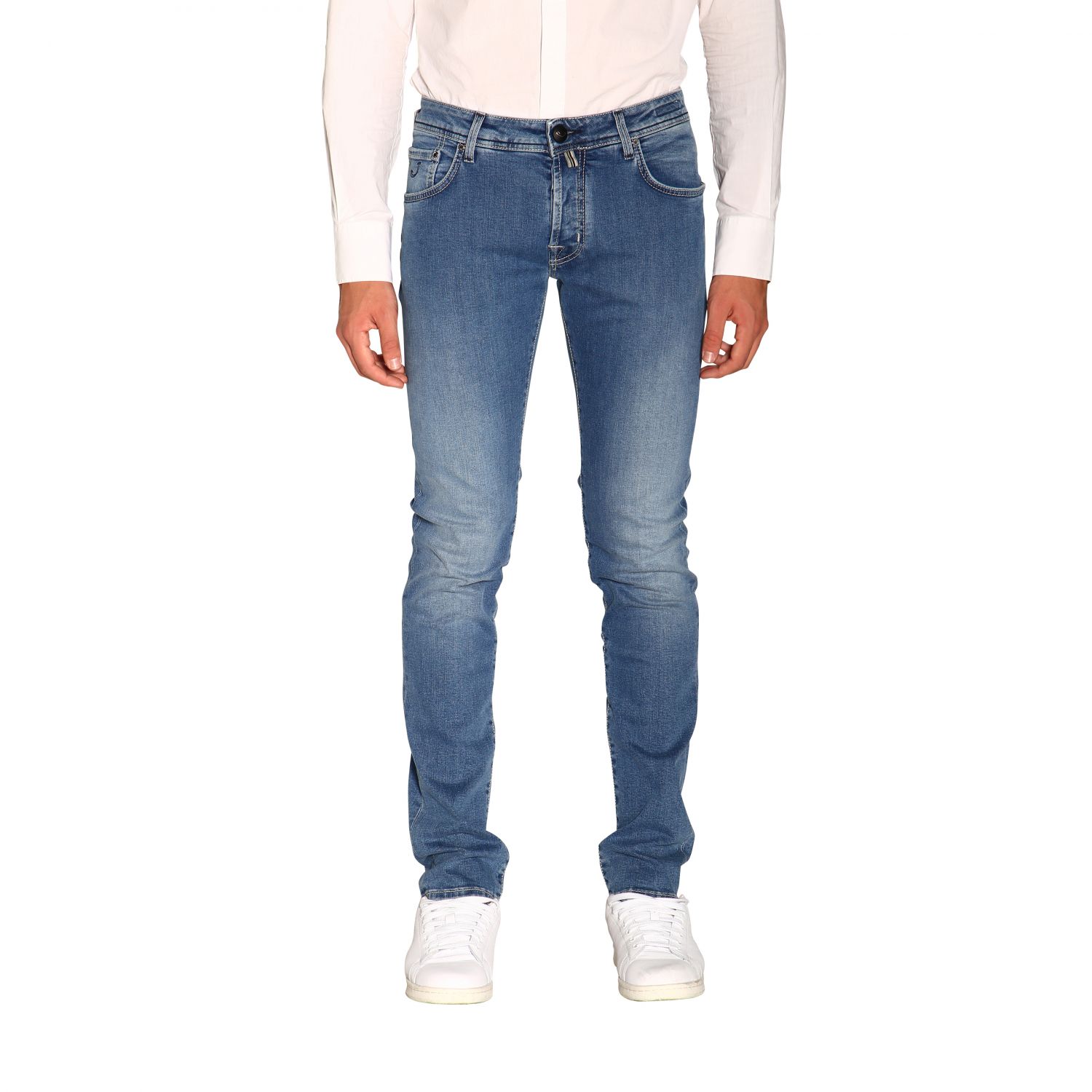 Jacob Cohen Outlet: stretch used jeans with patterned scarf - Denim ...