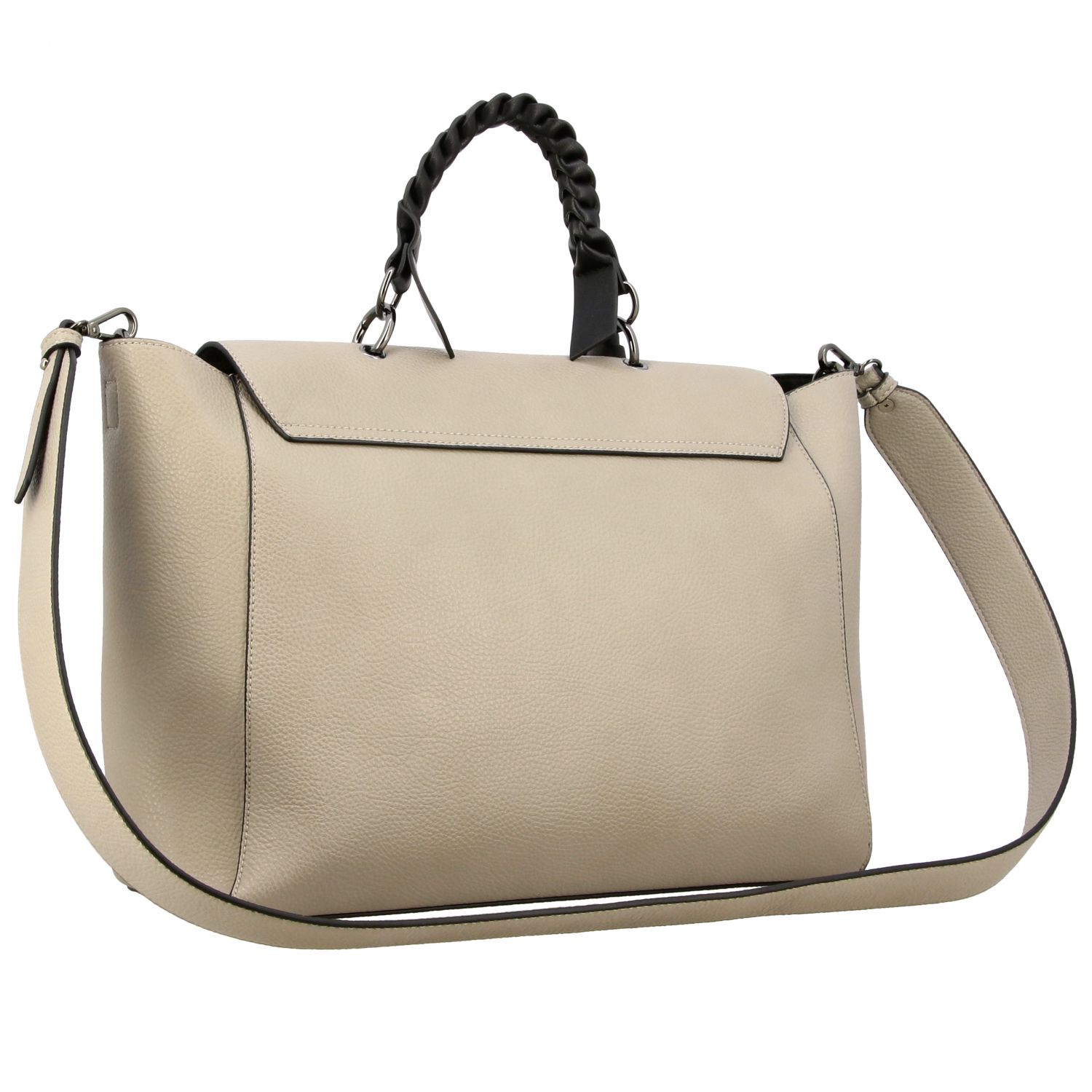 Manila Grace Outlet Borsa In Pelle Martellata Con Manico Intrecciato 