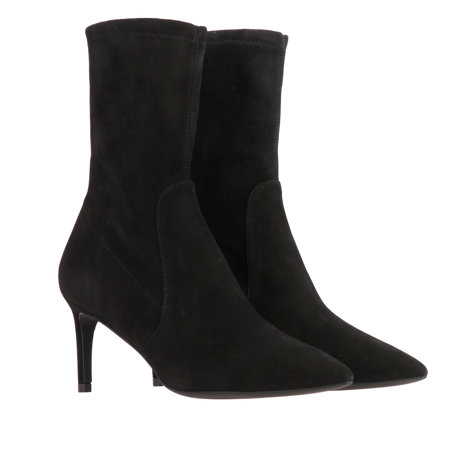 stuart weitzman black wren 75 suede heeled ankle boots