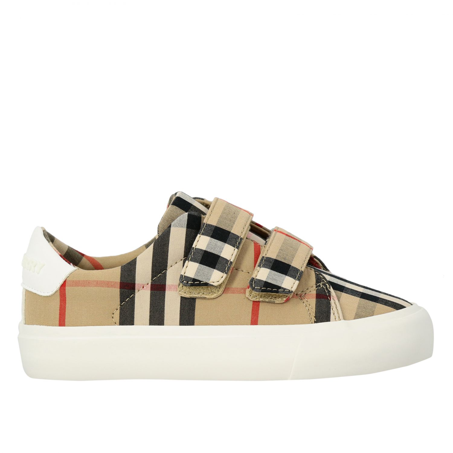BURBERRY: sneakers in check fabric with double buckle | Shoes Burberry
