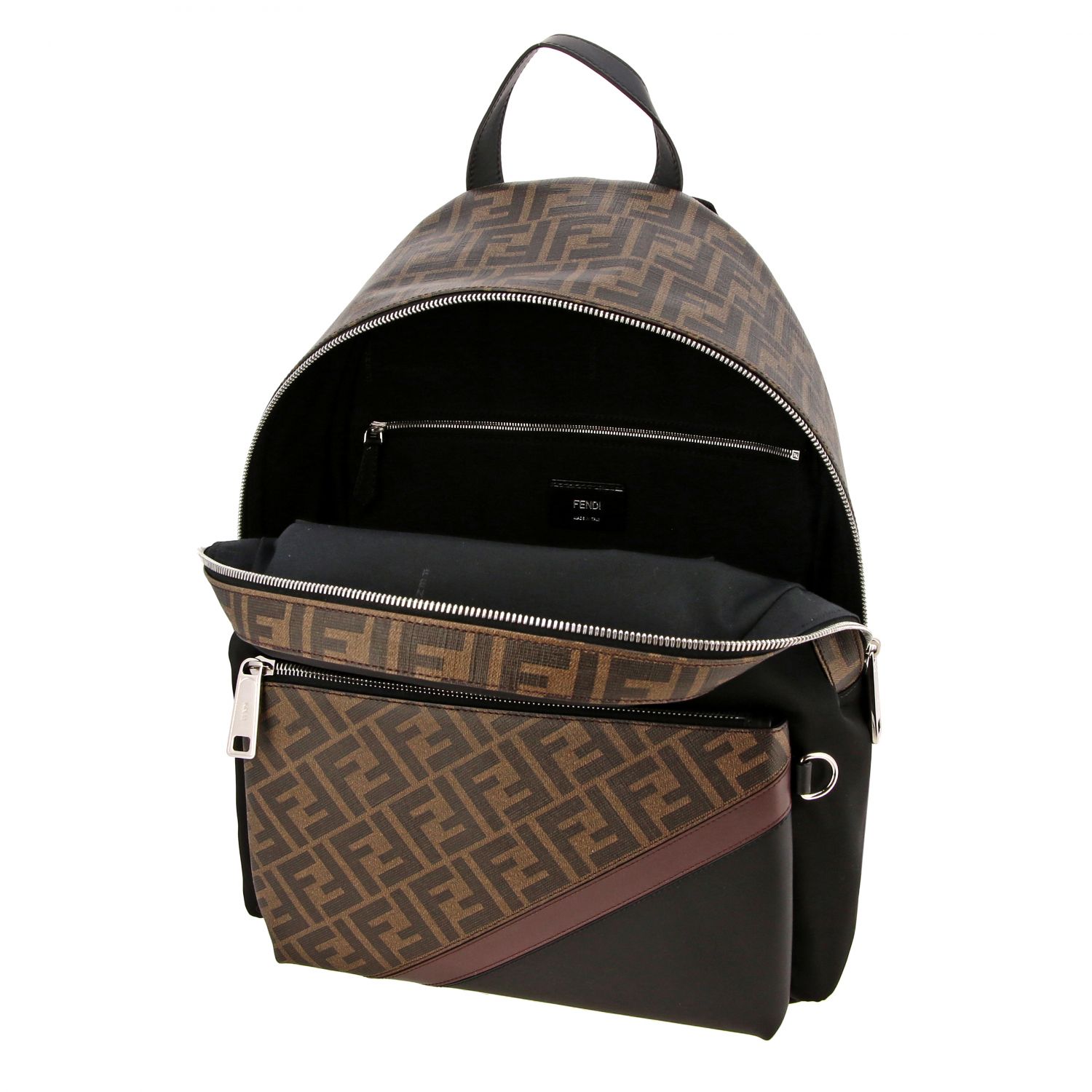 Fendi leather backpack with FF monogram and nylon