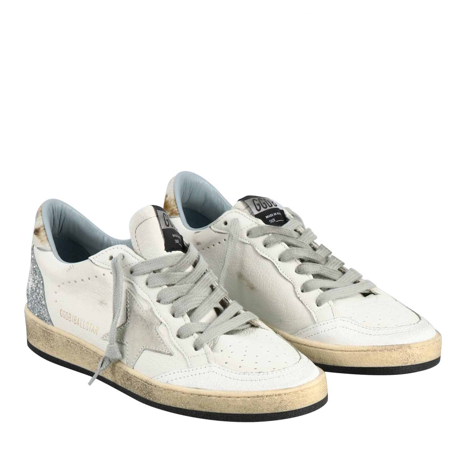 Golden Goose Outlet: Ball star sneakers in leather with suede star | Sneakers Golden Goose Women | Sneakers Golden Goose G32WS592 A43 GIGLIO.COM