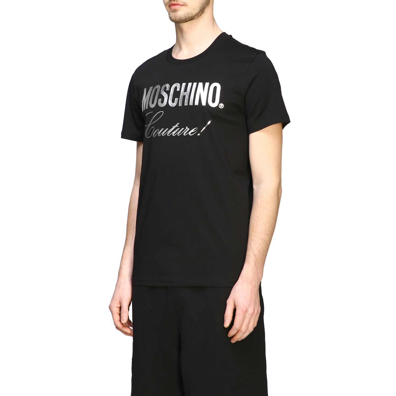 Moschino Couture short-sleeved T-shirt with laminated logo print | T ...