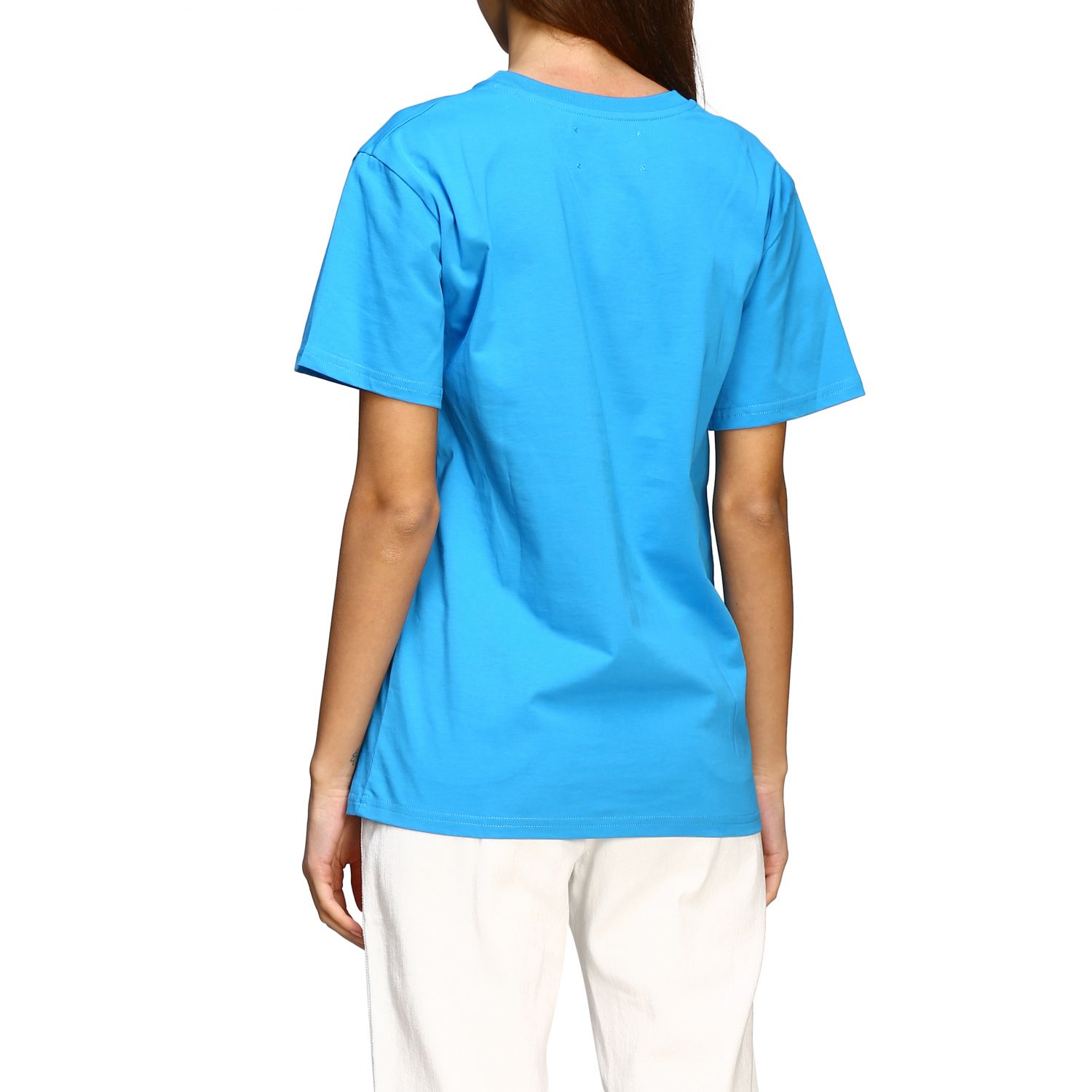 T-Shirt Alberta Ferretti: Alberta Ferretti T-Shirt mit Pailletten Schriftzug hellblau 3