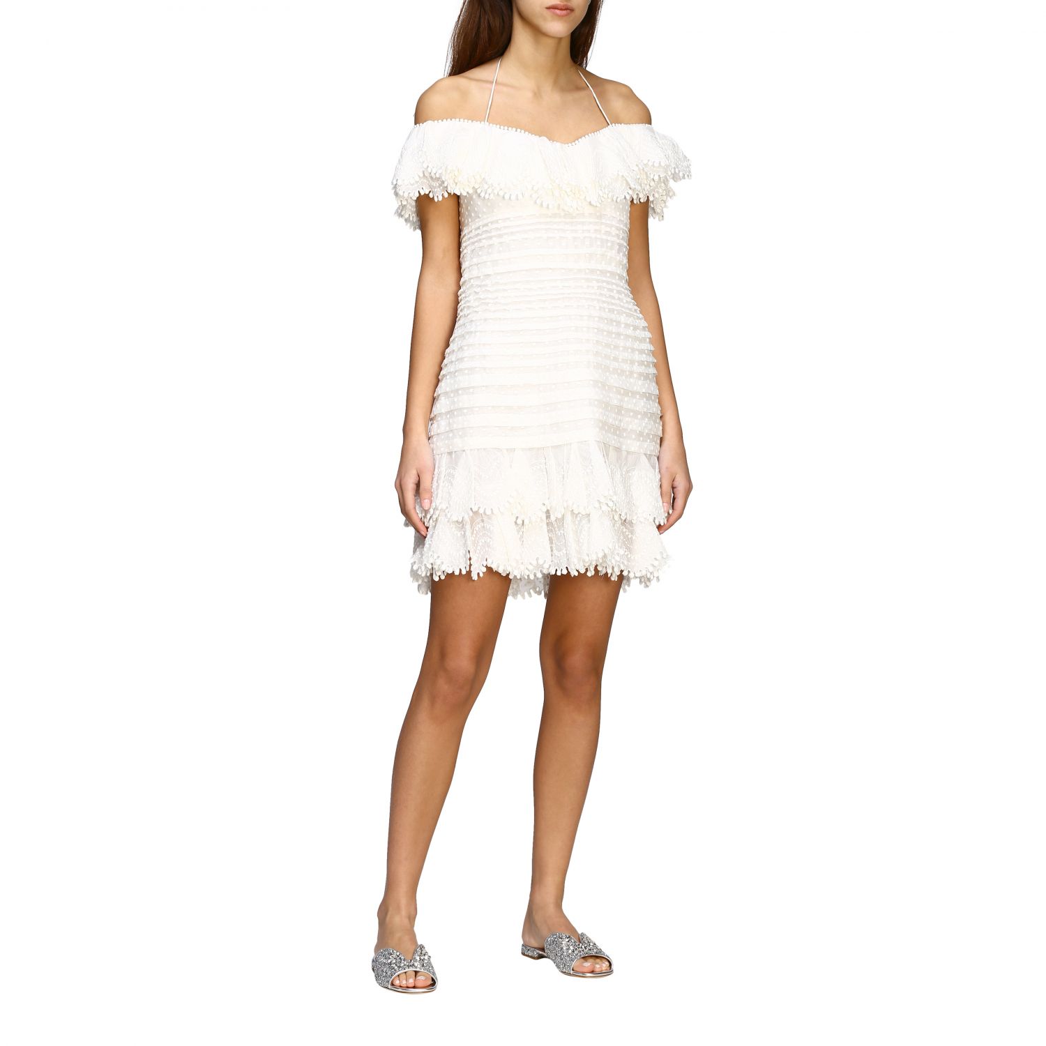 Zimmermann Outlet: mini dress with ruffles - White | Zimmermann Dress ...