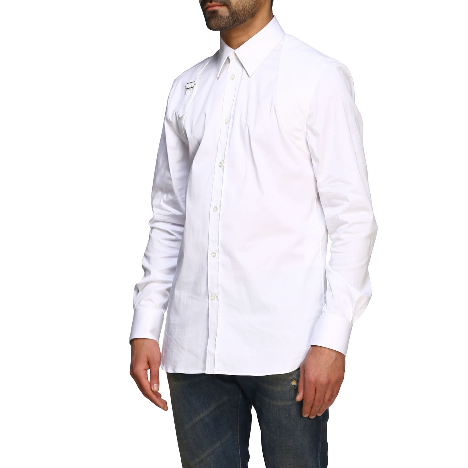 alexander mcqueen buckle shirt