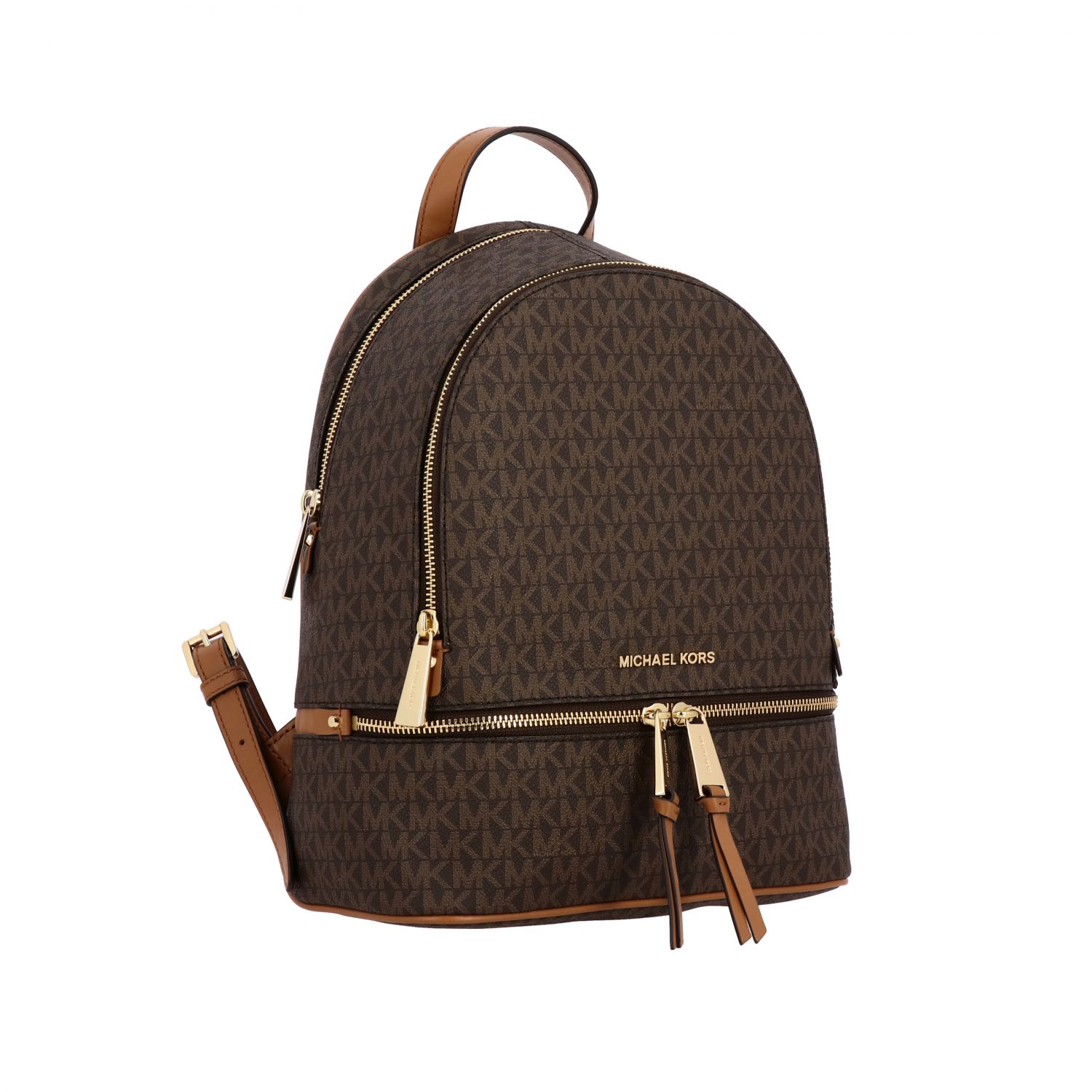 Michael Kors Outlet: Michael Rhea Zip backpack with MK print - Leather | Michael  Kors backpack 30S7GEZB1B online on 