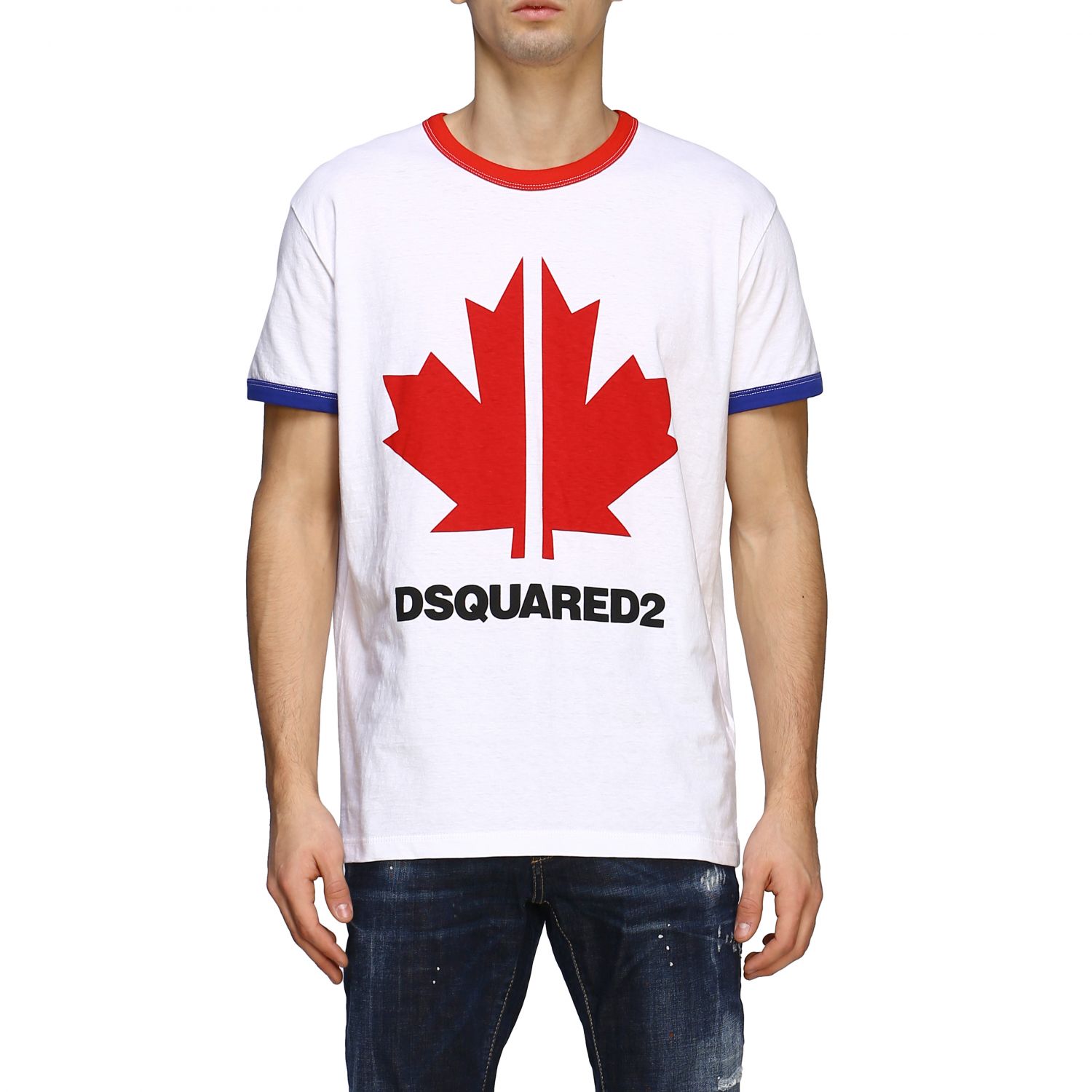 tee shirt dsquared2 feuille rouge
