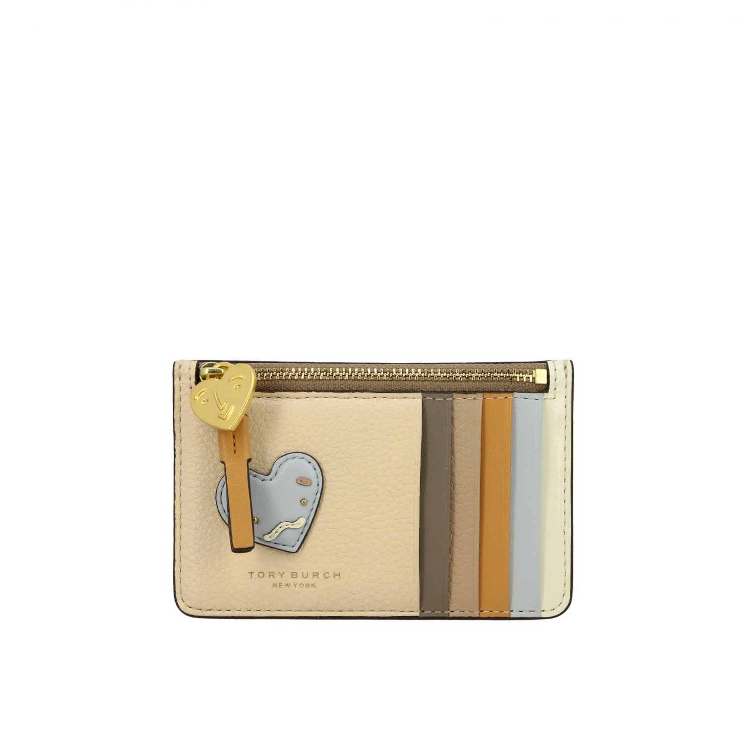 Tory Burch Outlet: credit card holder in multicolor leather with  heart-shaped patch - Multicolor | Tory Burch wallet 61090 online on  