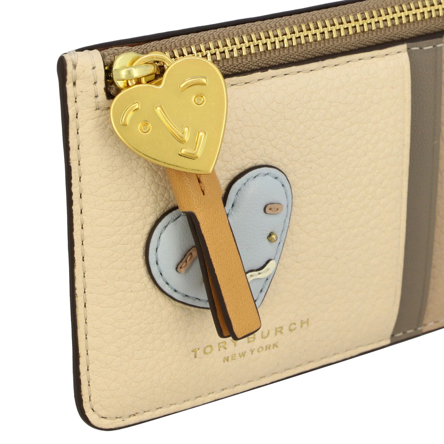 Tory Burch Outlet credit card holder in multicolor leather with heart