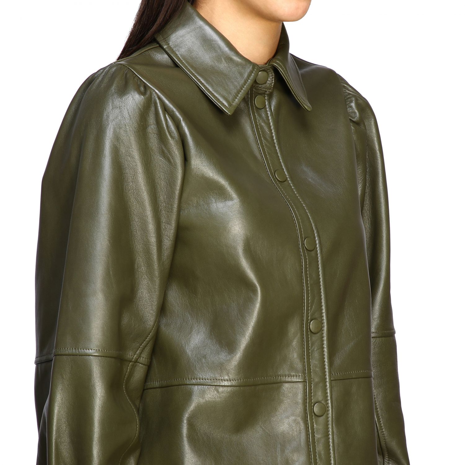 green leather shirt