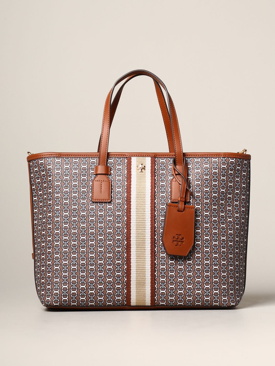 Tory Burch Outlet: Gemini Link bag in canvas with all over print - Brown | Tory  Burch tote bags 53304 online on 