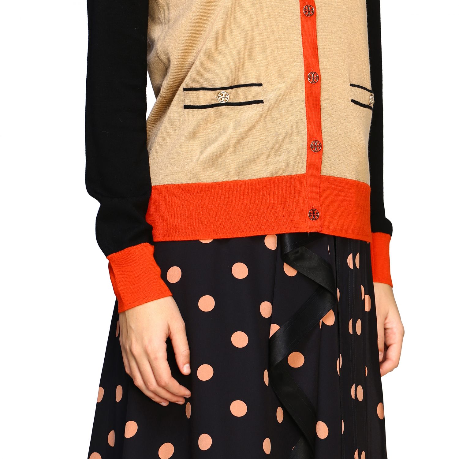 tory burch patch cuff sweater