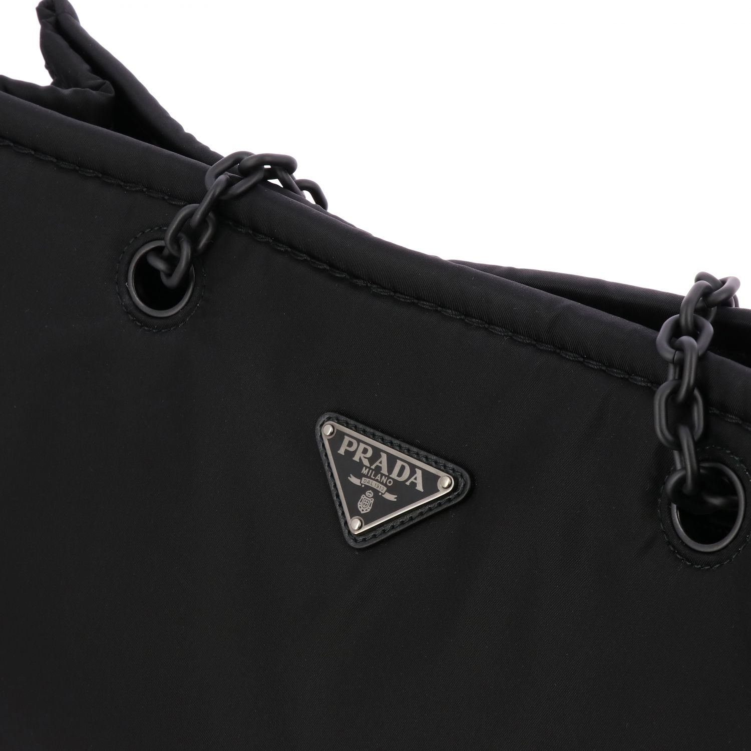 Sac cabas Prada: Sac bandoulière en nylon Prada avec logo triangulaire noir 4