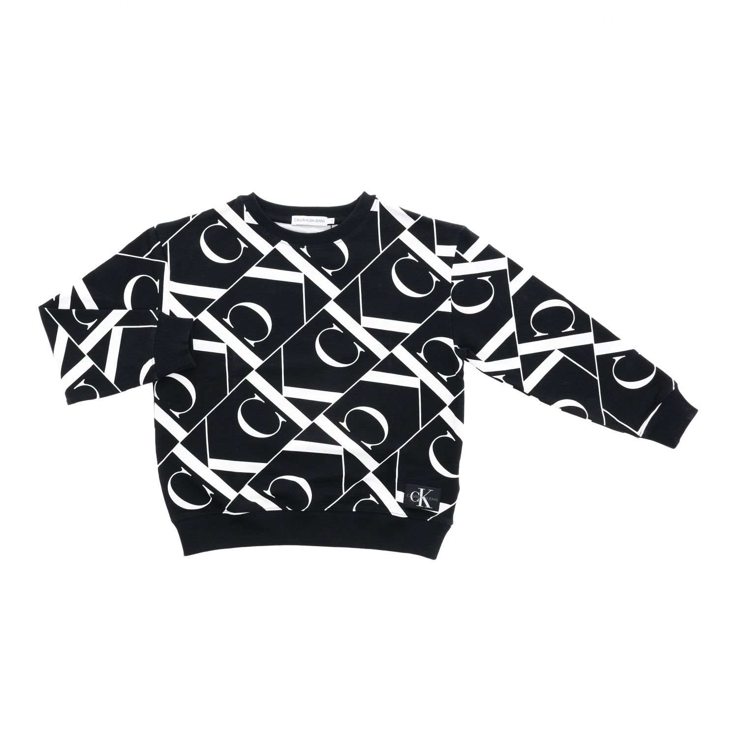 CALVIN KLEIN: sweater with all over monogram - Black | Calvin Klein sweater  IG0IG00416 online on 