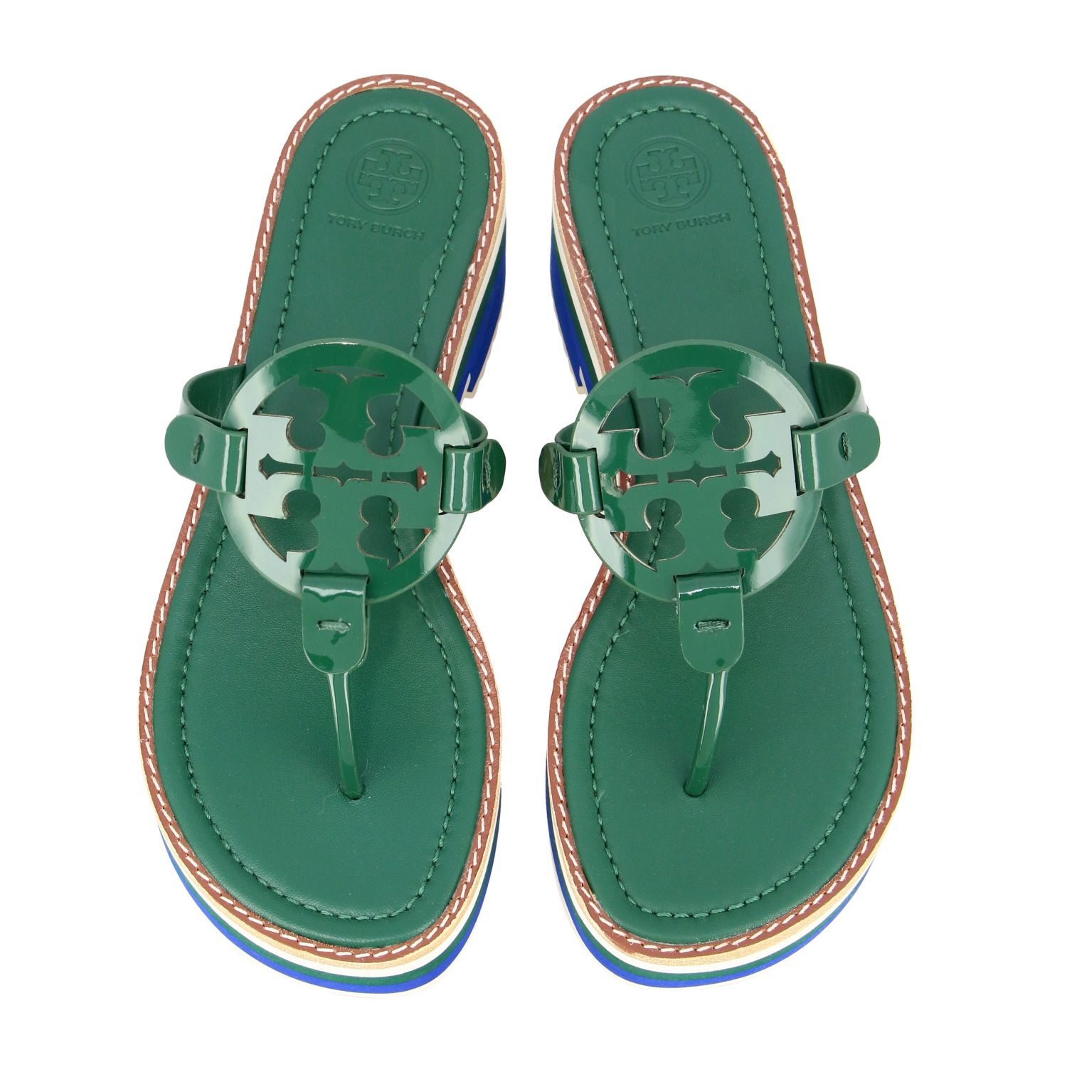 tory burch green flip flops