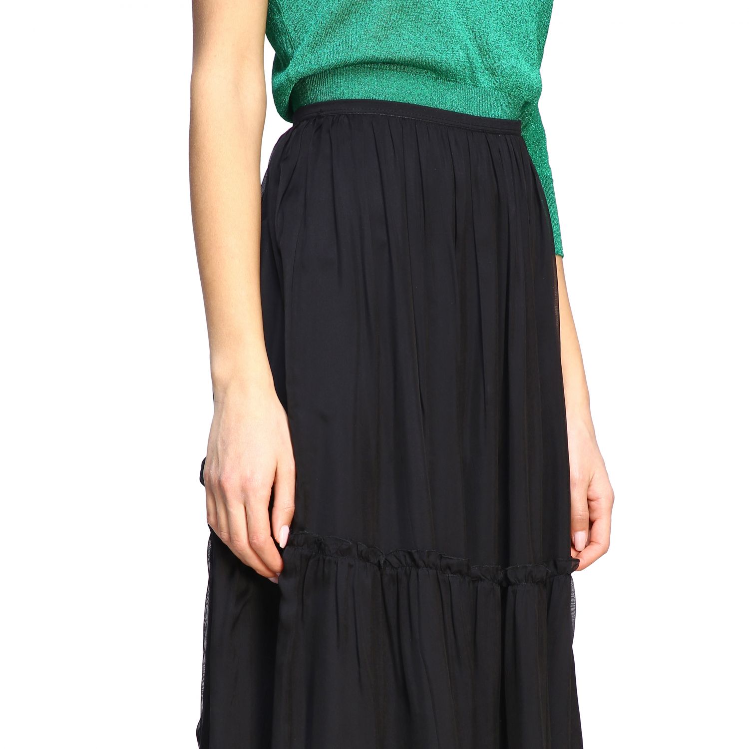 Federica Tosi Outlet: long skirt with flounces - Black | Skirt Federica ...
