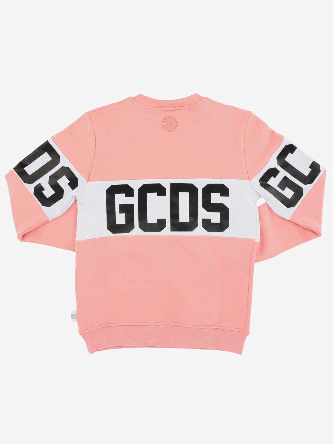 Gcds Outlet: Maglia a girocollo con maxi banda e logo - Rosa | Maglia Gcds  022511 GIGLIO.COM