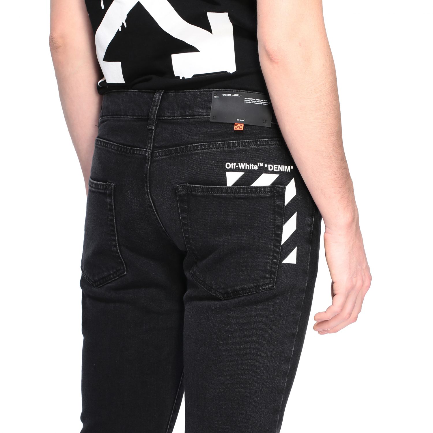 Off-White Outlet: Off White in low-rise denim - Black | Off-White jeans online on GIGLIO.COM