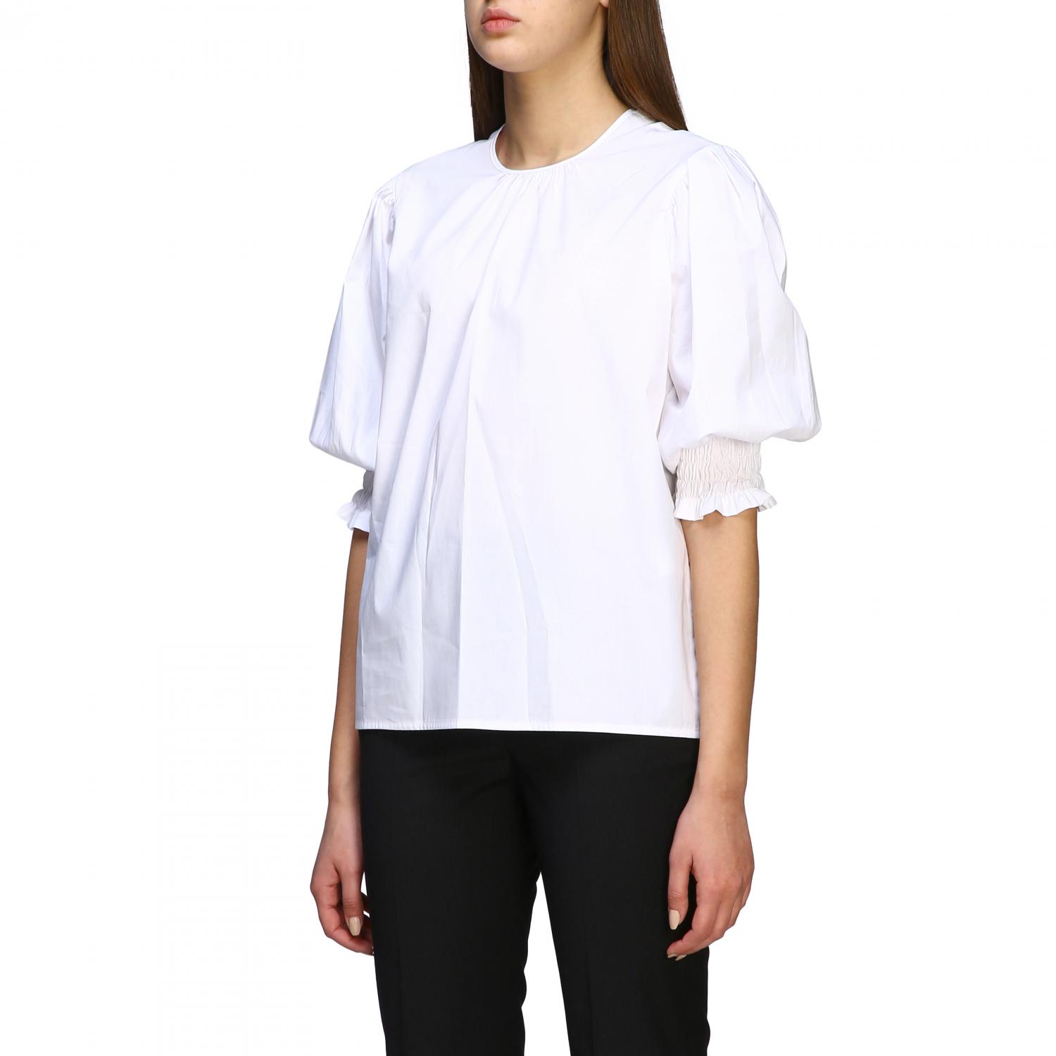 white shirt with balloon sleeves