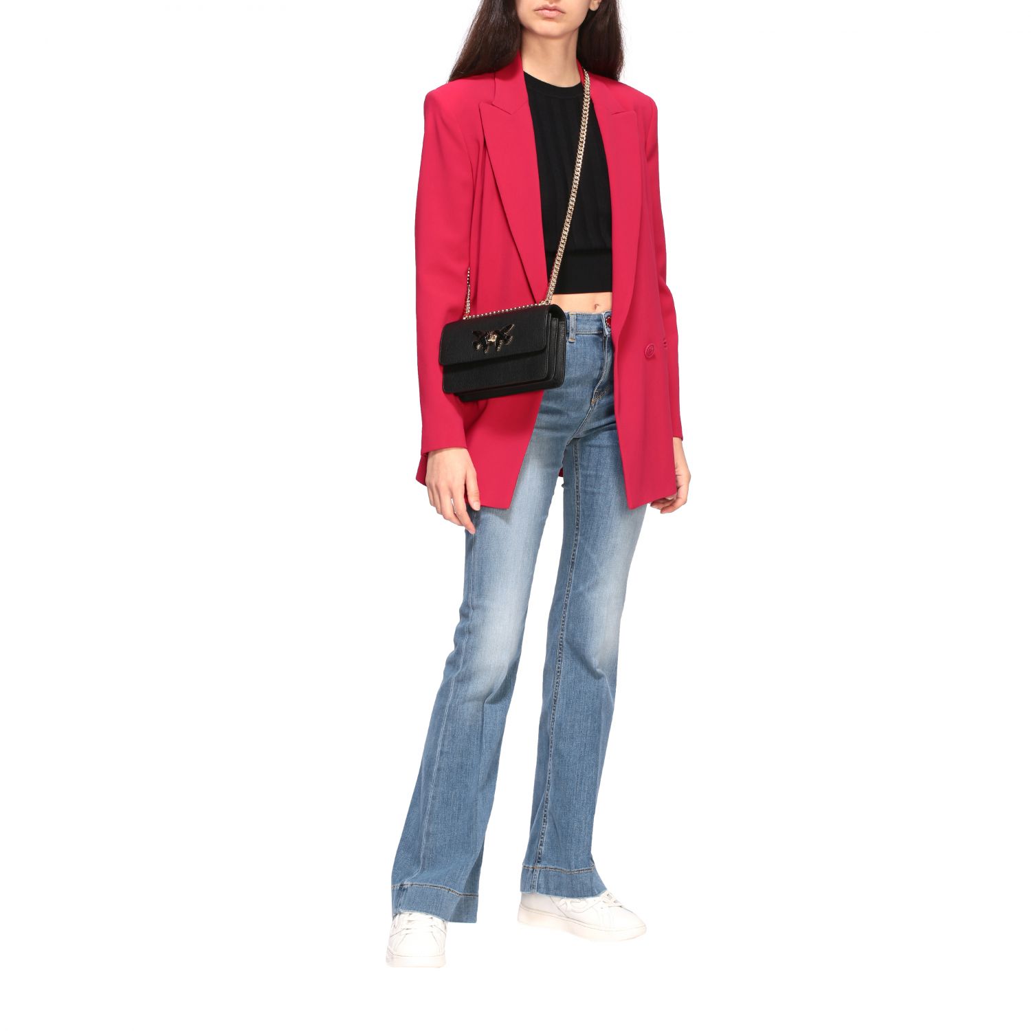Pinko Outlet: Free Flight mini bag in grained leather - Black | Crossbody Bags  Pinko 1P21ML-Y65Z GIGLIO.COM