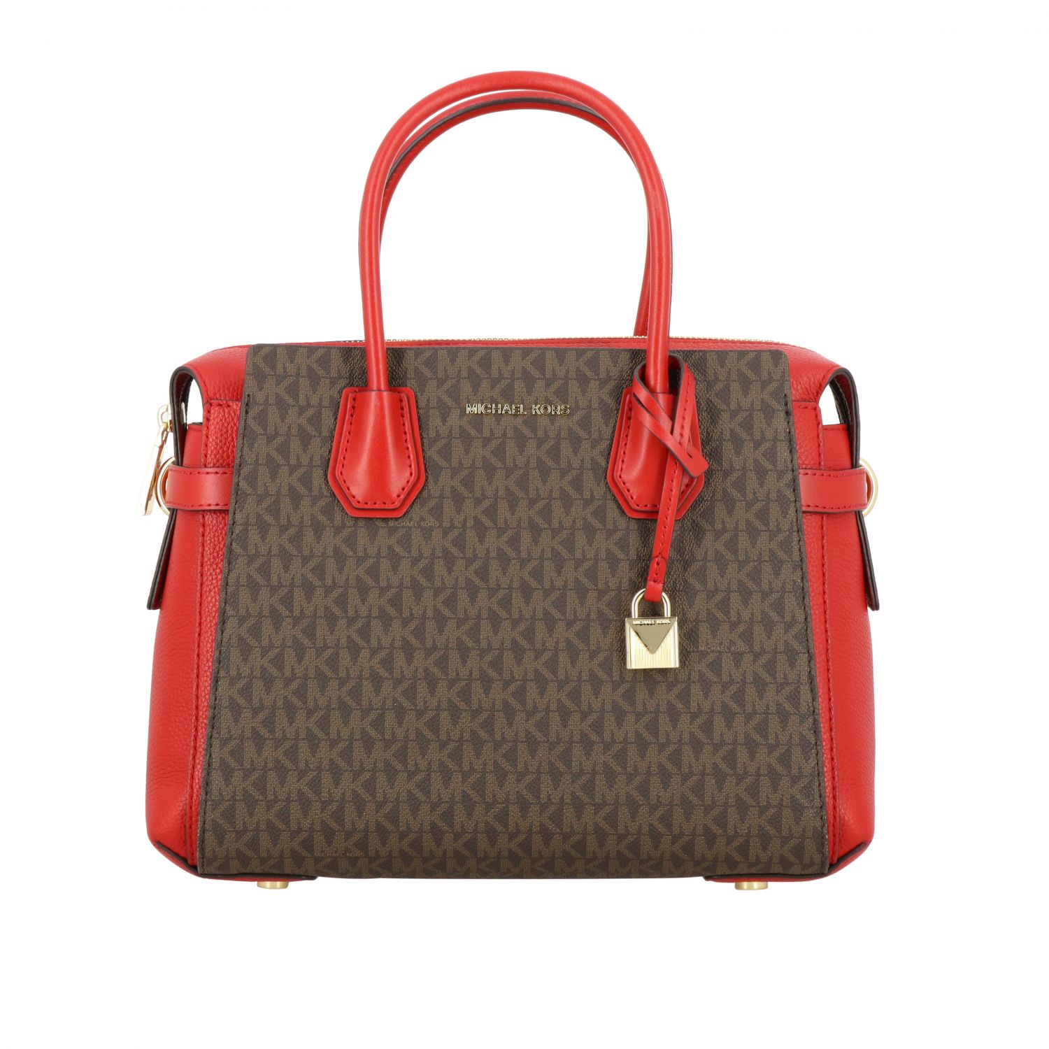 MICHAEL KORS: Mercer Michael bag with MK print - Red | Michael Kors handbag  30S9GM9S2B online on 