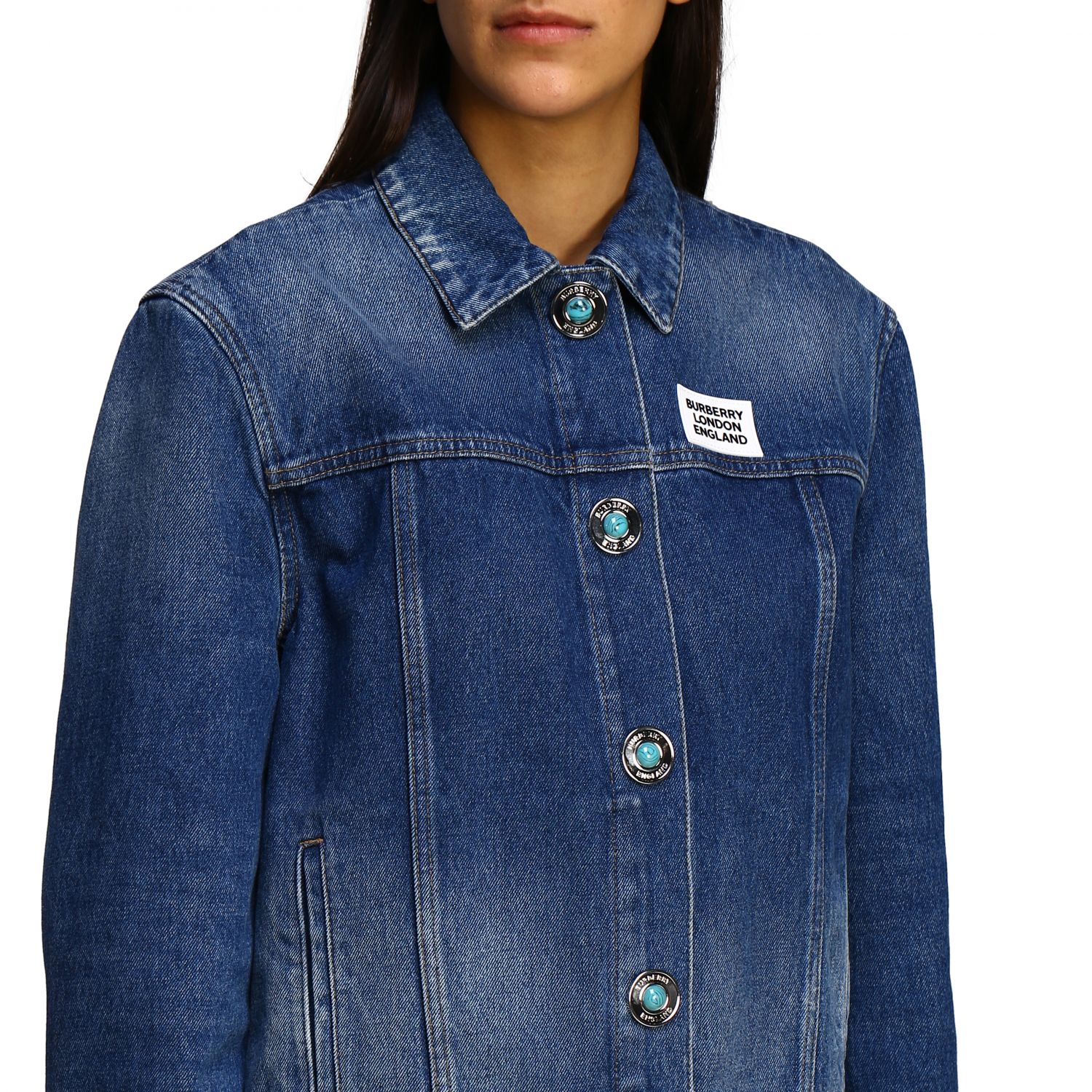 Burberry denim jacket with logo and back pockets | Jacket Burberry
