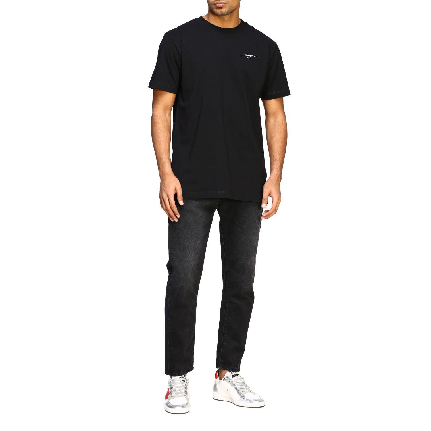 Off-White Outlet: basic short-sleeved T-shirt with mini logo - Black ...