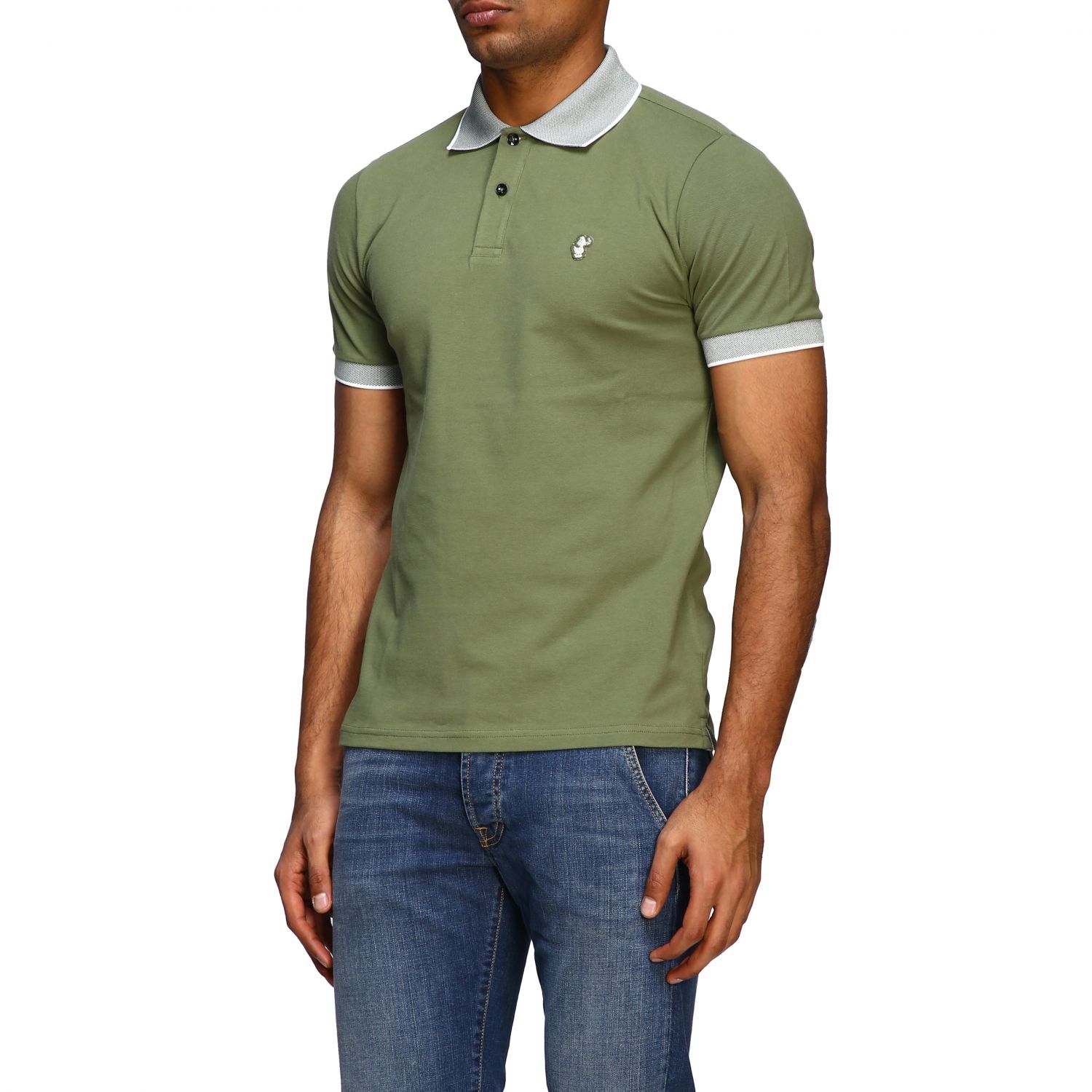 SAVE THE DUCK: short-sleeved polo shirt with logo - Green | Polo Shirt ...
