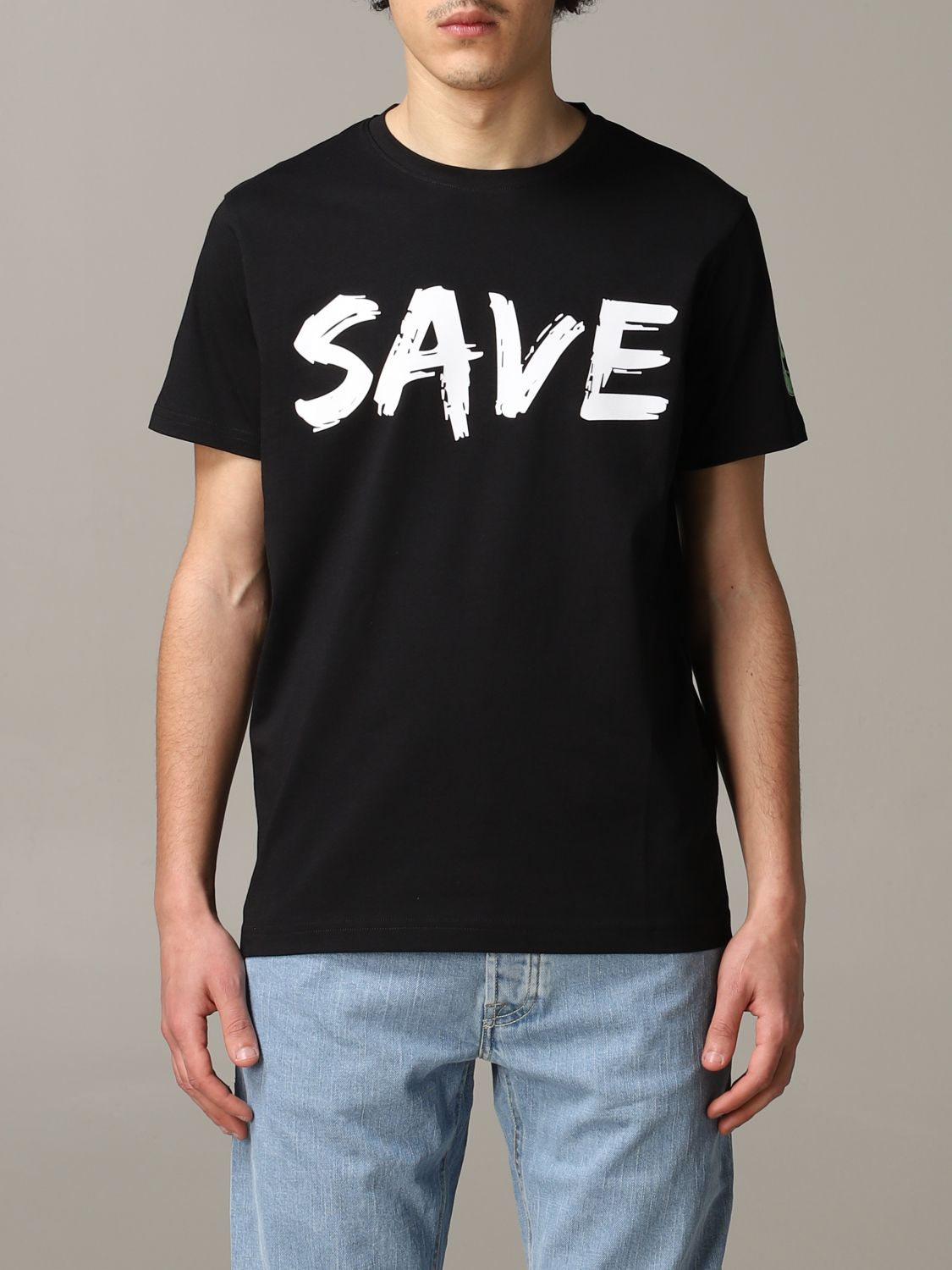 Save The Duck Outlet: short-sleeved T-shirt with big logo - Black