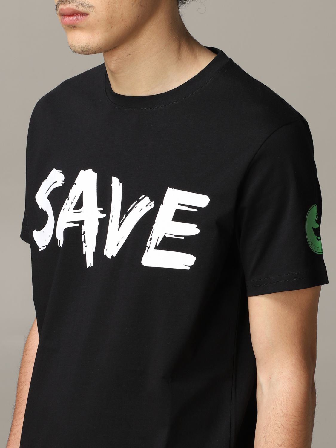 Save The Duck Outlet: short-sleeved T-shirt with big logo - Black