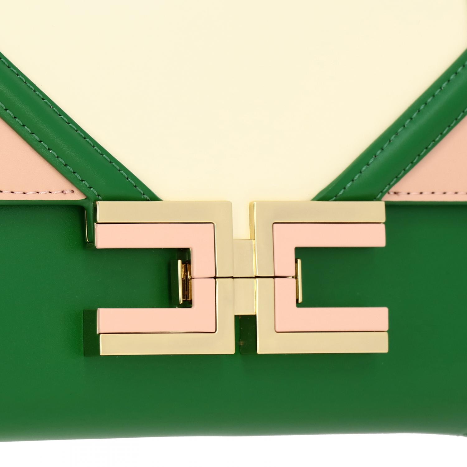 ELISABETTA FRANCHI mini shoulder bag in leather with maxi logo Mini