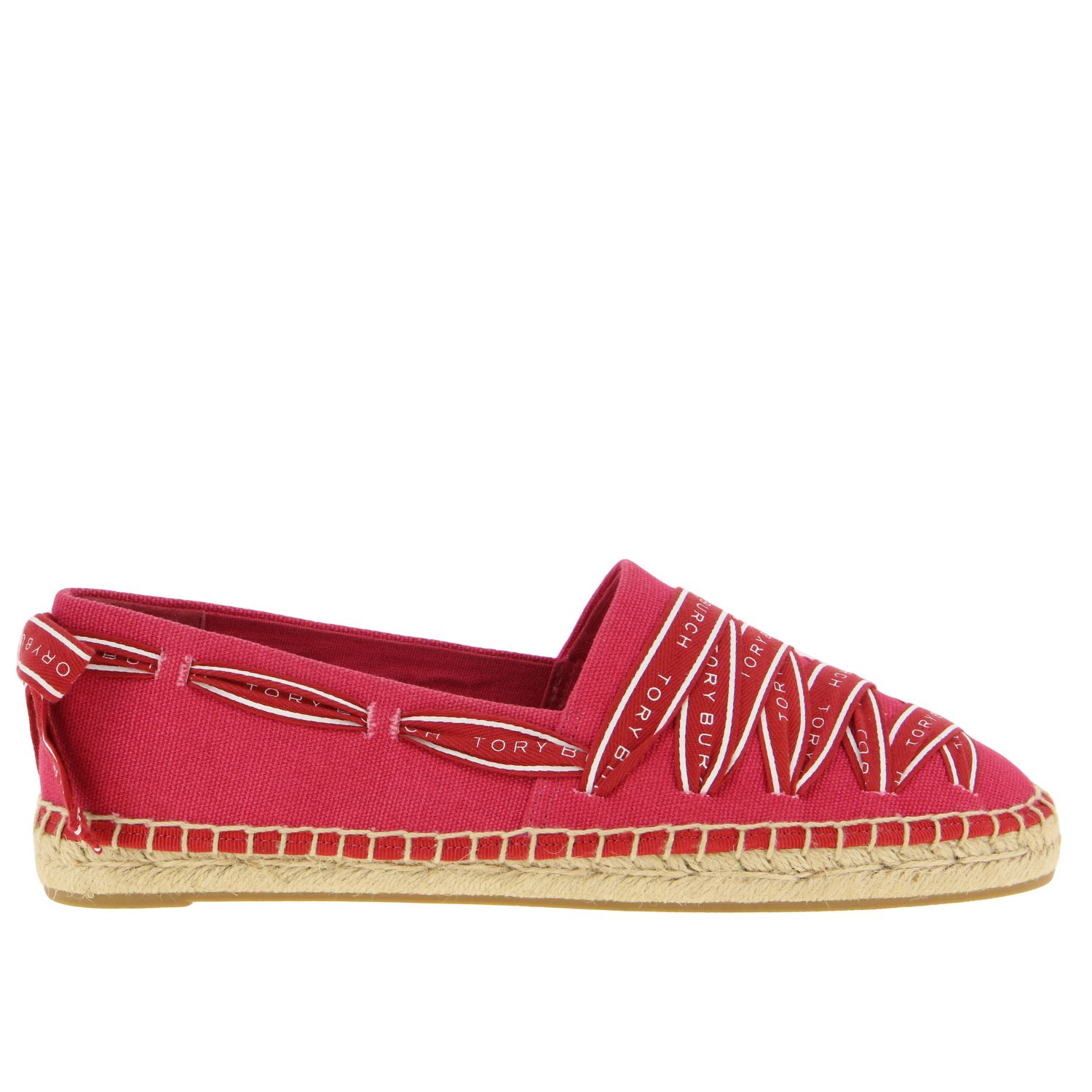 TORY BURCH: espadrilles in canvas with logoed laces - Azalea | Tory Burch  espadrilles 61318 online on 