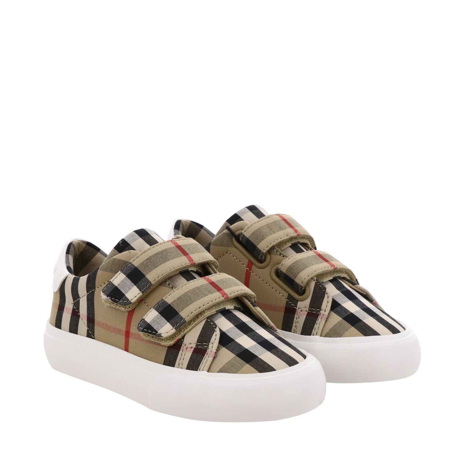 Burberry sneakers in check canvas and leather with logo | Shoes ...