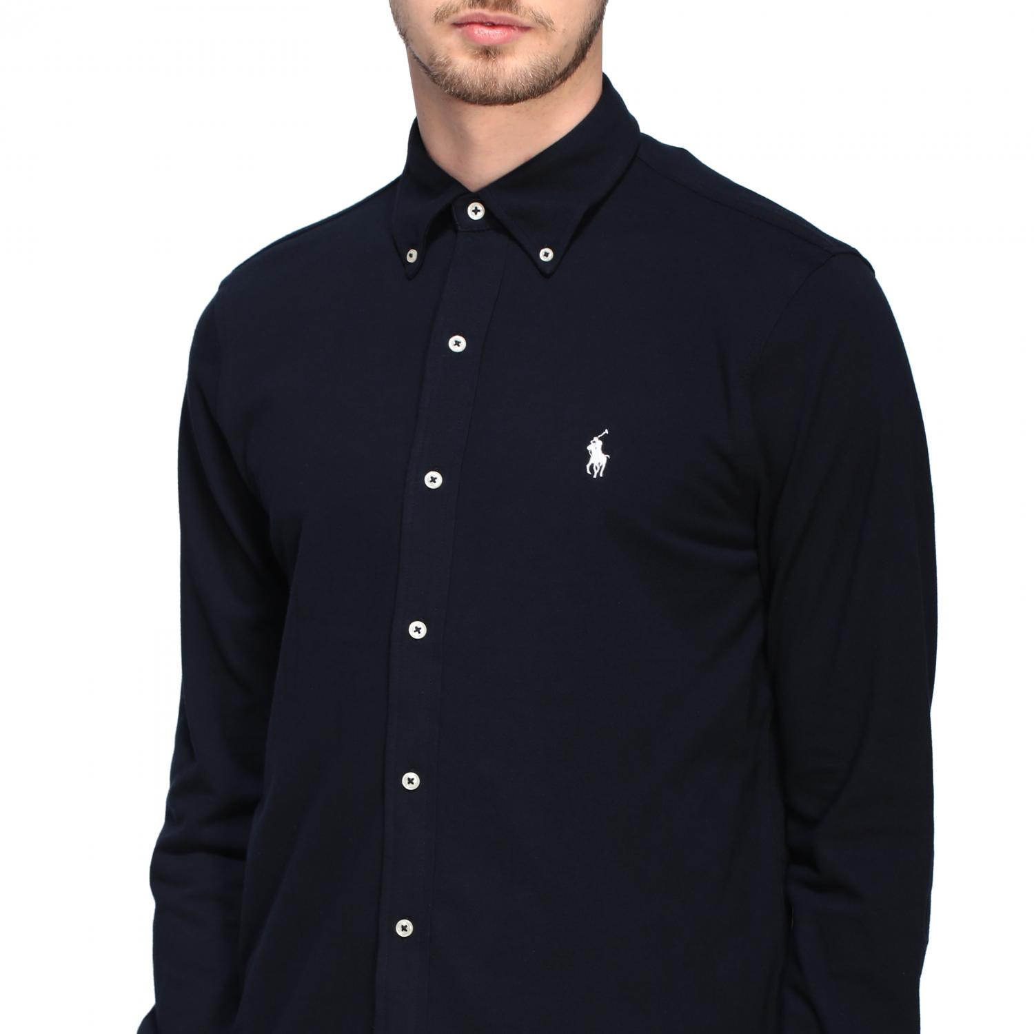 navy polo button down