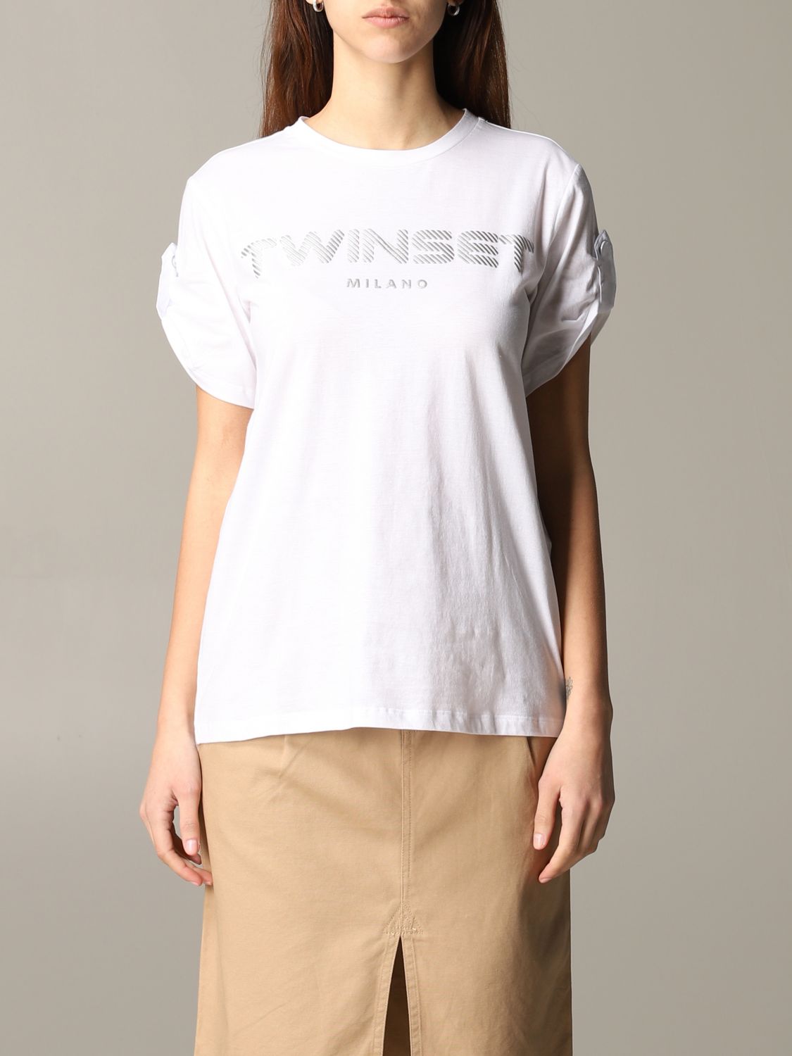TWINSET: Twin-set T-shirt with logo - White | Twinset t-shirt 201TP2082 ...