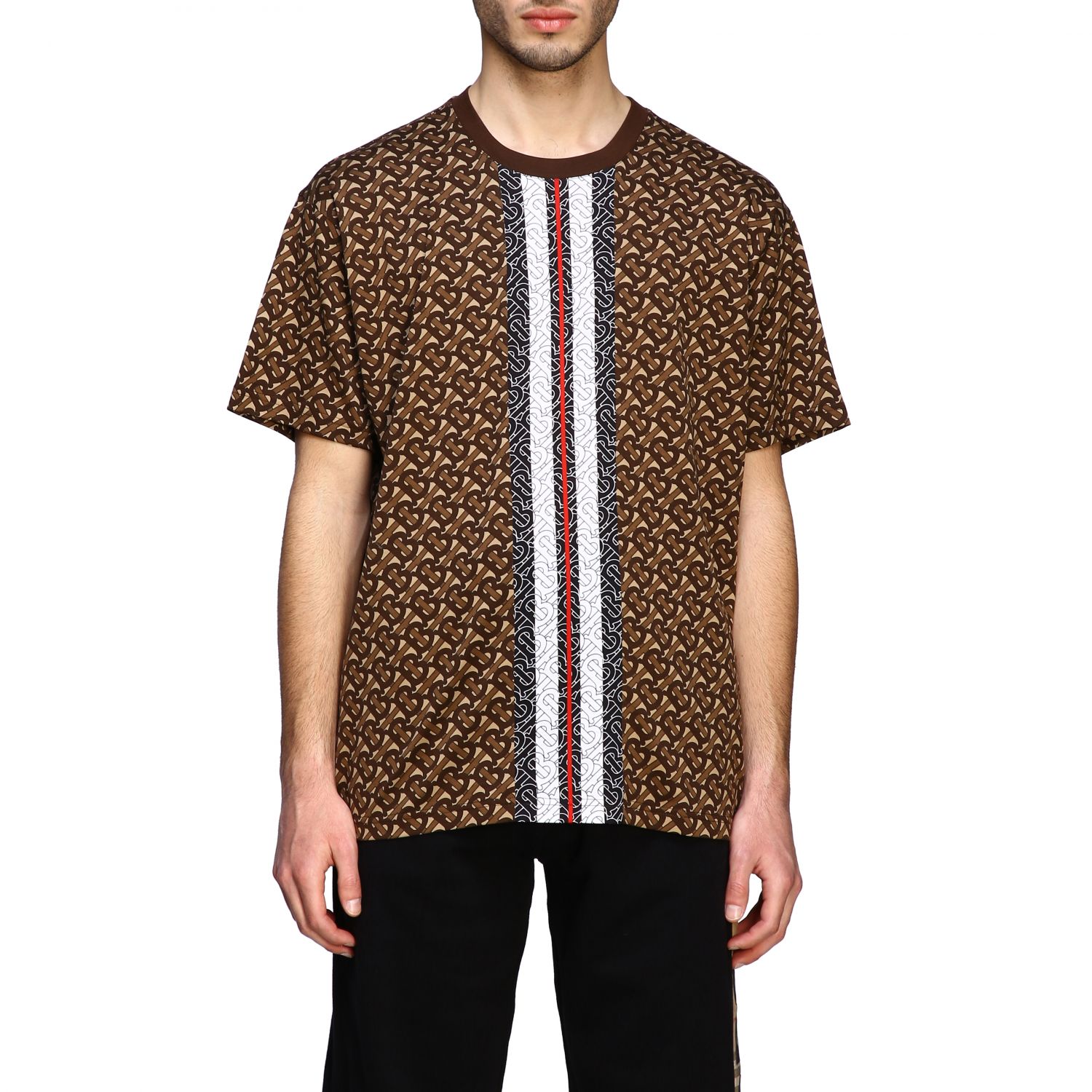 Burberry Outlet: short-sleeved T-shirt with all-over TB print | T-Shirt ...