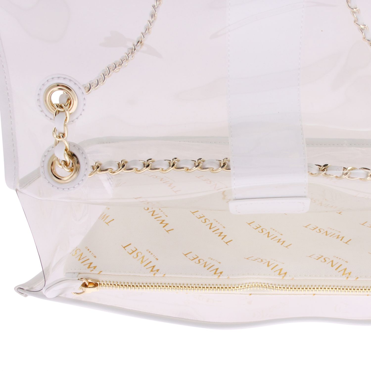 Twinset Outlet: Borse Twin-set in pvc trasparente e pelle sintetica -  Bianco | Borsa A Spalla Twinset 201TA7181 GIGLIO.COM