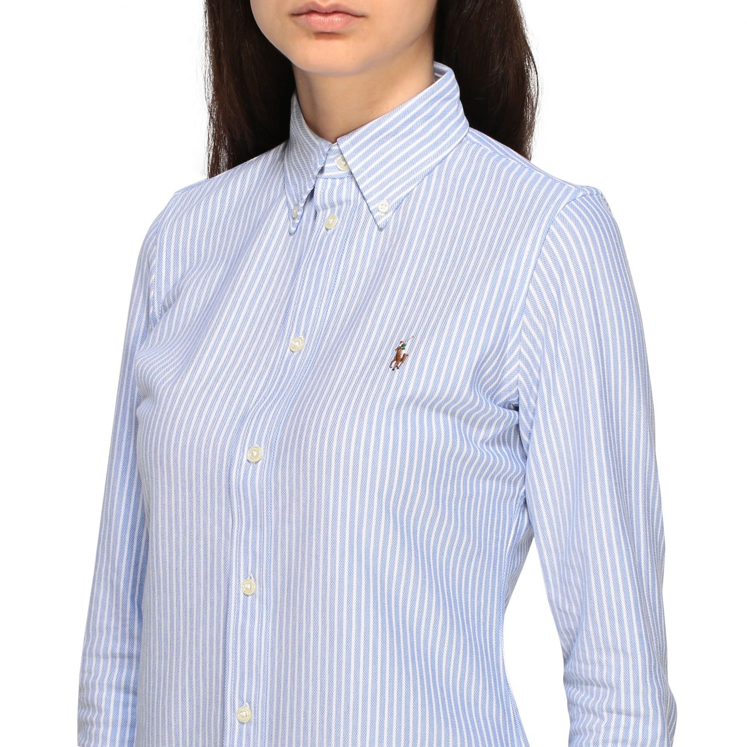 Outlet de Polo Ralph Lauren: Camisa para mujer, Celeste | Camisa Polo Ralph  Lauren 211664416 en línea en 
