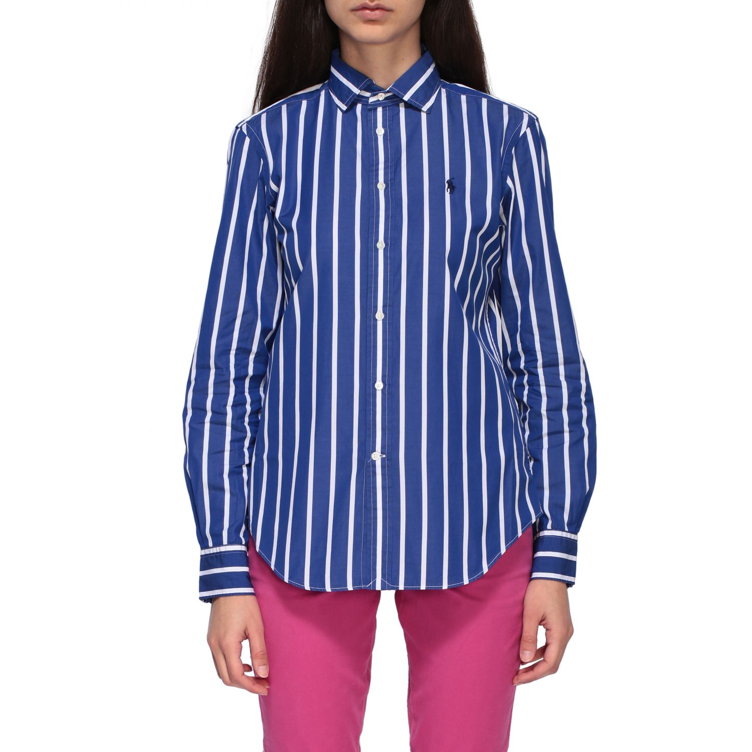 ralph lauren striped blue shirt