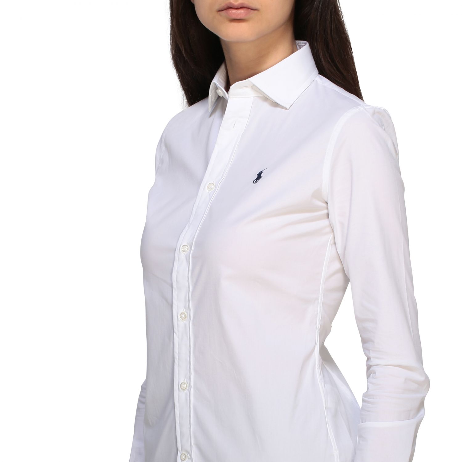 camisa blanca polo mujer
