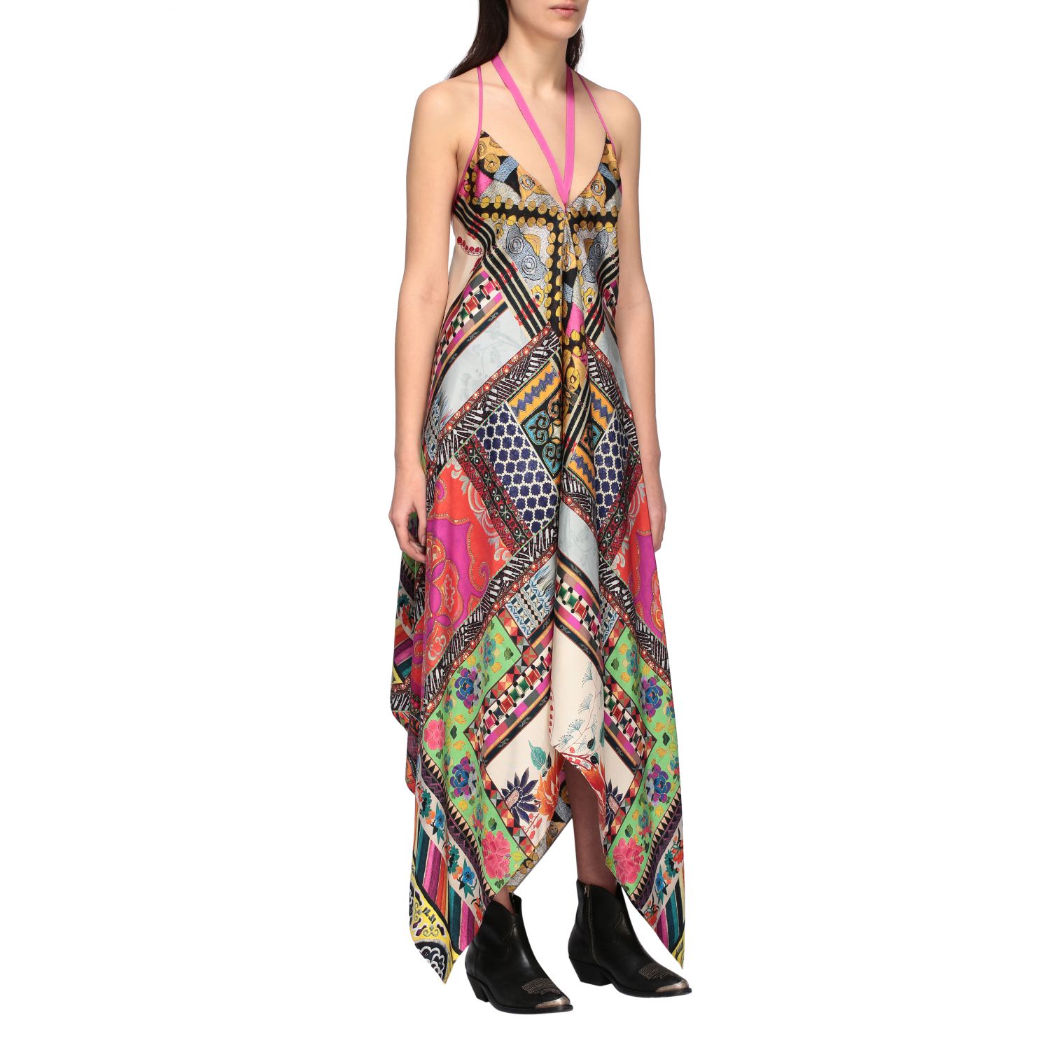 Etro Outlet: Long Dress With Triangle Neckline - Multicolor | Etro ...