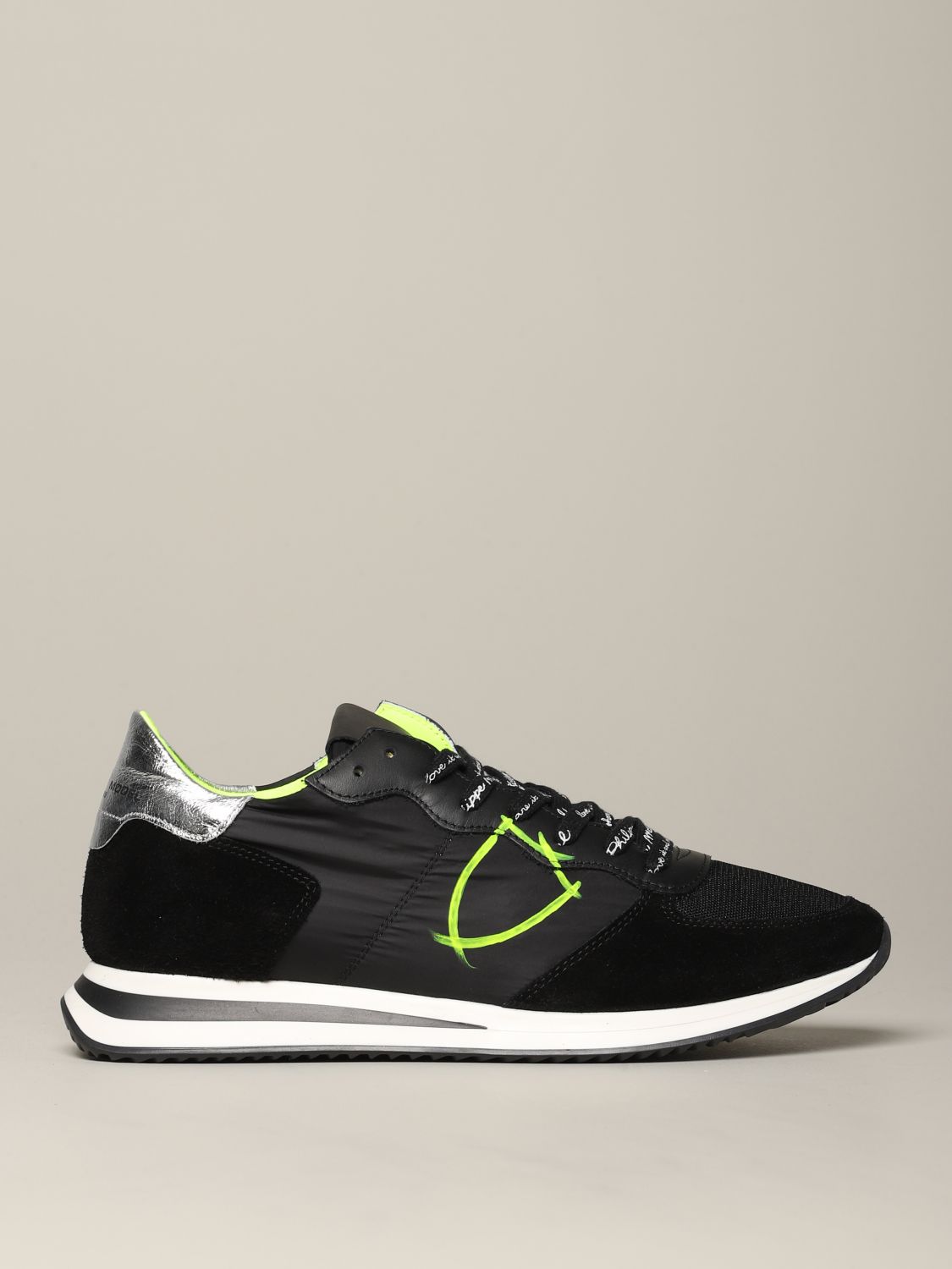 Philippe Model Outlet: sneakers in suede and mesh - Black | Philippe ...